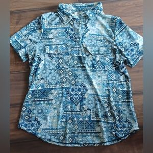 Cure mens shirt mediterranian print sz M summer travel work office